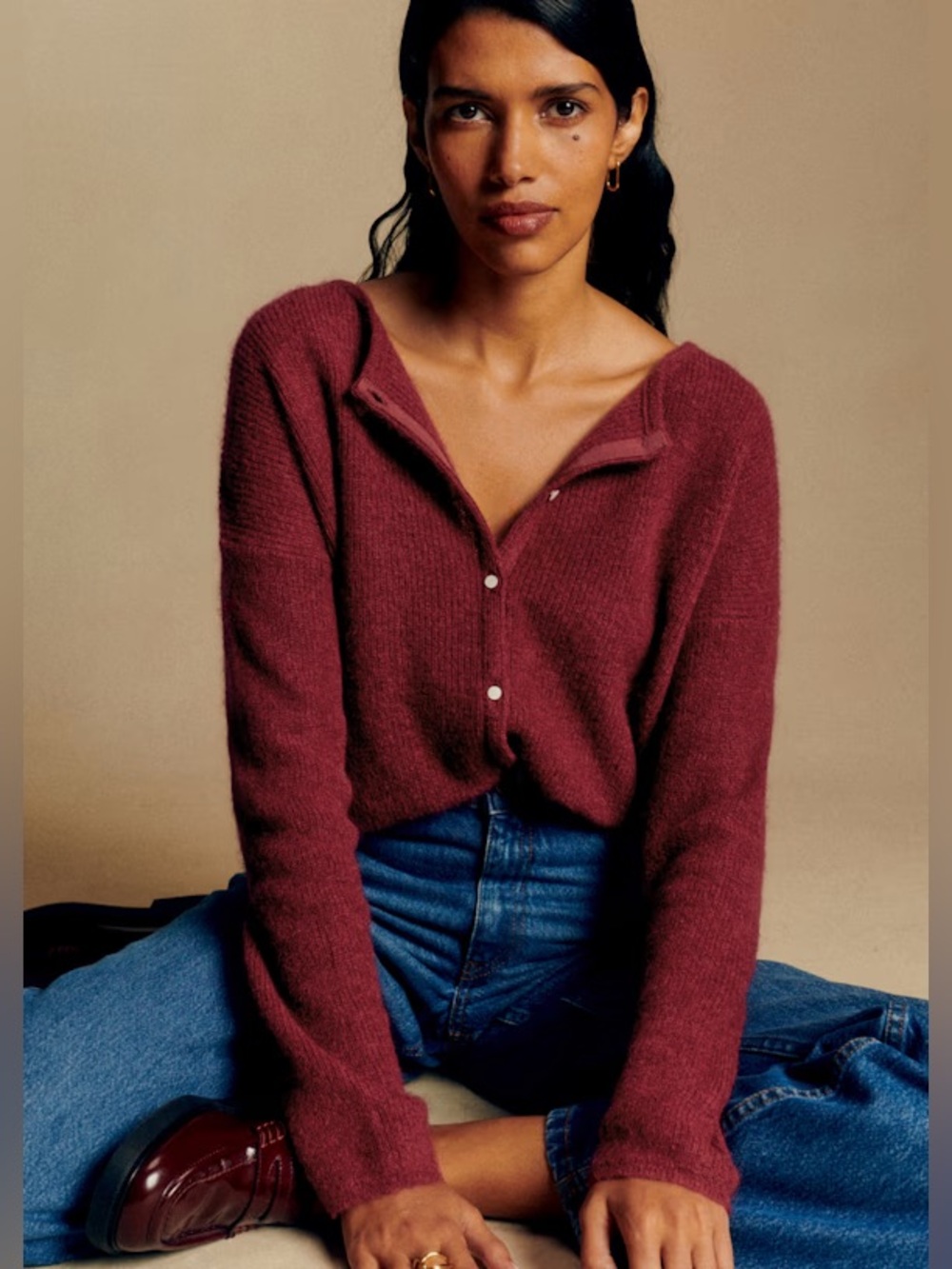 Sezane cardigan in burgundy